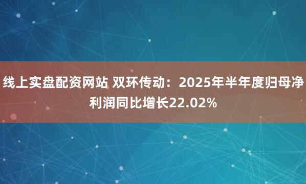 线上实盘配资网站 双环传动：2025年半年度归母净利润同比增长22.02%