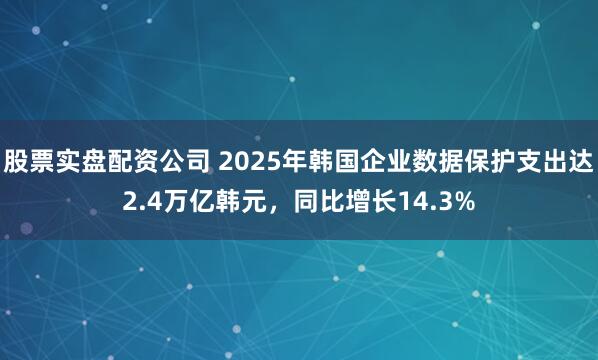 股票实盘配资公司 2025年韩国企业数据保护支出达2.4万亿韩元，同比增长14.3%